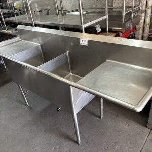 96" Stainless Steel 2 Compartment Sink