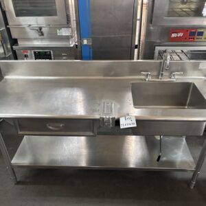 Solid Stainless Steel 72" Table With Sink and Drawer